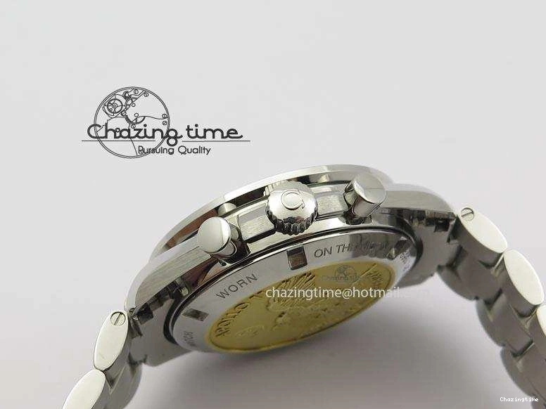 0315 Effortless Speedmaster Apollo 11 On SS Bracelet Manual Winding Chrono Movement 8225